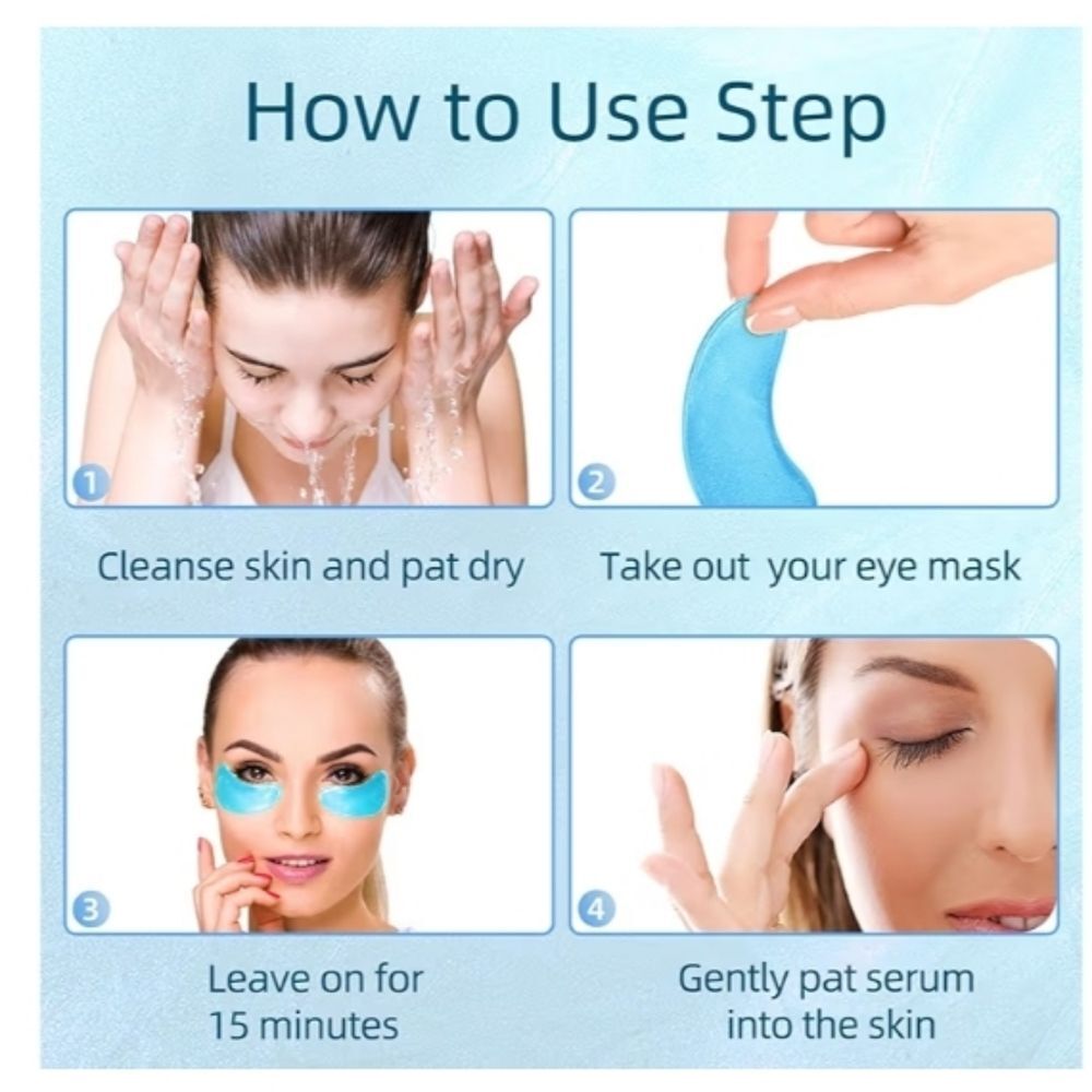 Hydrating Hyaluronic Eye Patches Women Mask Beauty Blue Unisex - Picture 2 of 14